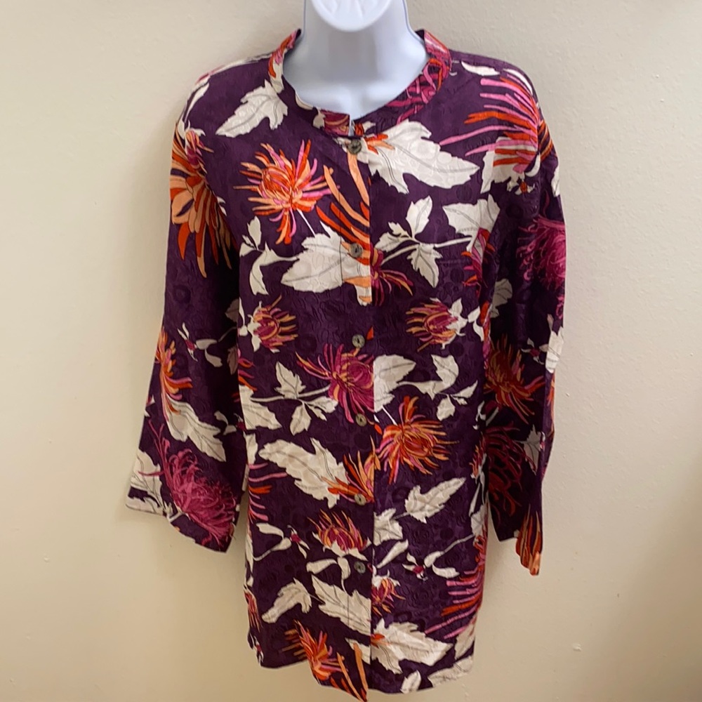 Poeme by Citron Purple Floral Tunic Top 2X